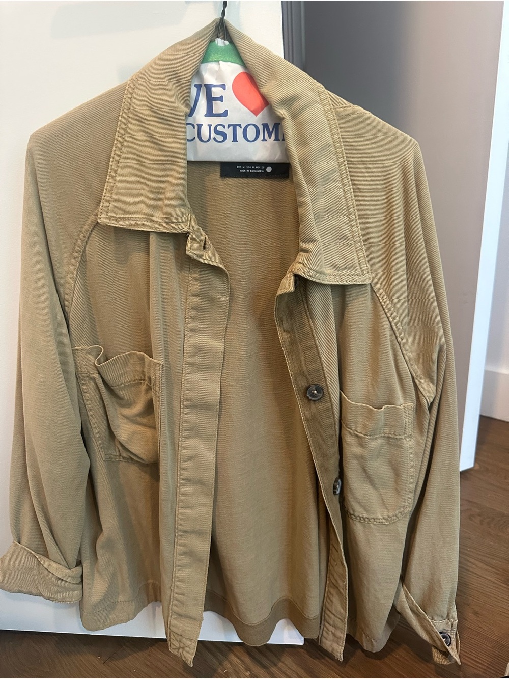 Zara Khaki Utility Shirt Jacket